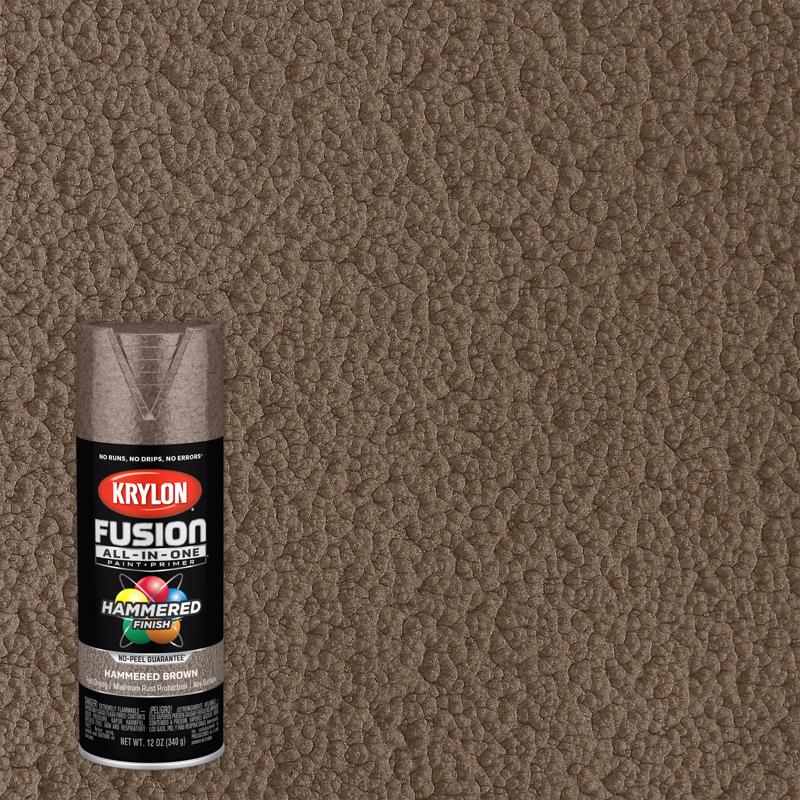 KRYLON - Krylon Fusion All-In-One Hammered Brown Paint+Primer Spray Paint 12 oz - Case of 6