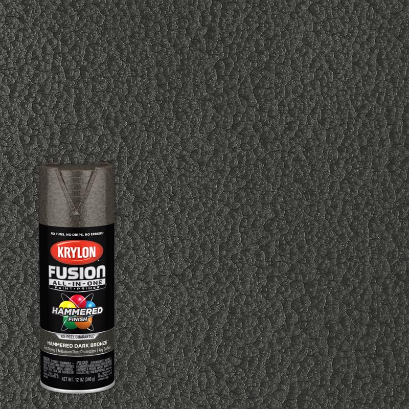 KRYLON - Krylon Fusion All-In-One Hammered Dark Bronze Paint+Primer Spray Paint 12 oz - Case of 6