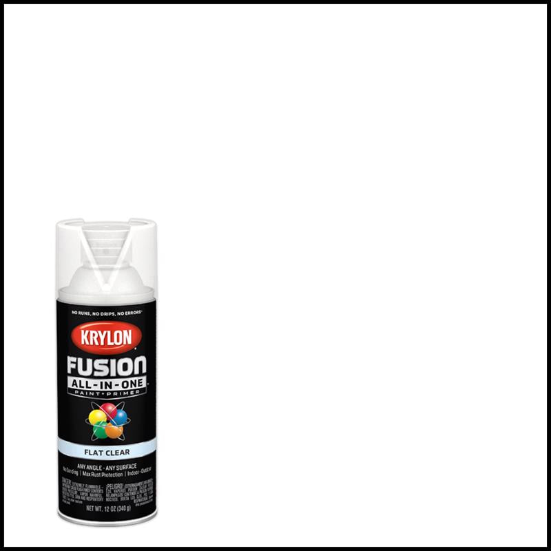 KRYLON - Krylon Fusion All-In-One Flat Clear Paint+Primer Spray Paint 12 oz - Case of 6