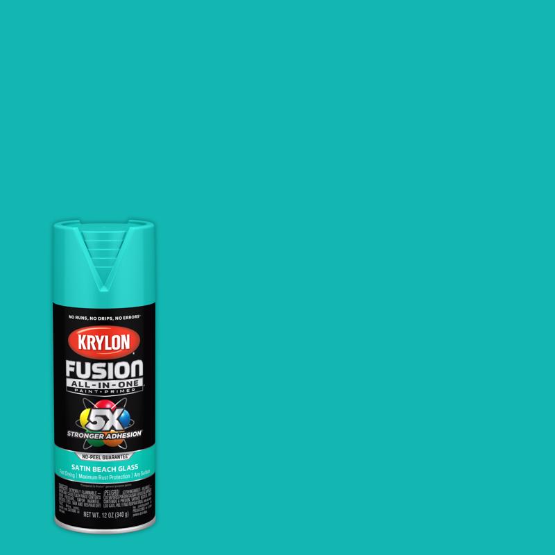 KRYLON - Krylon Fusion All-In-One Satin Beach Glass Paint+Primer Spray Paint 12 oz - Case of 6