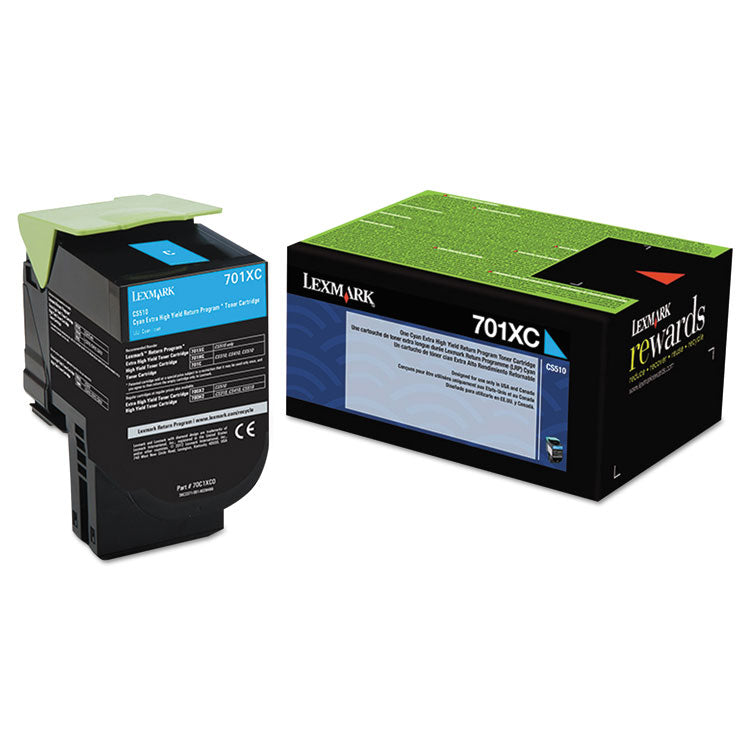 Lexmark - 70C1XC0 Return Program Extra High-Yield Toner, 4,000 Page-Yield, Cyan