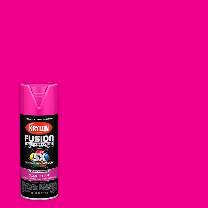 KRYLON - Krylon Fusion All-In-One Gloss Hot Pink Paint+Primer Spray Paint 12 oz - Case of 6
