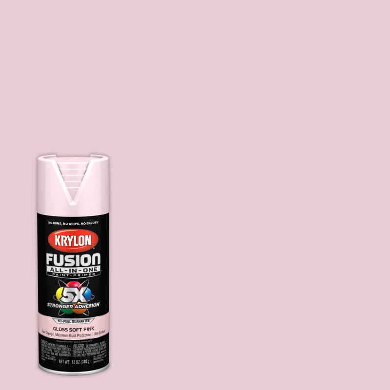 KRYLON - Krylon Fusion All-In-One Gloss Pink Blush Paint+Primer Spray Paint 12 oz - Case of 6