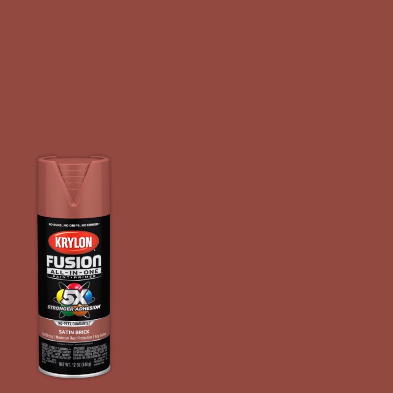 KRYLON - Krylon Fusion All-In-One Satin Brick Paint+Primer Spray Paint 12 oz - Case of 6