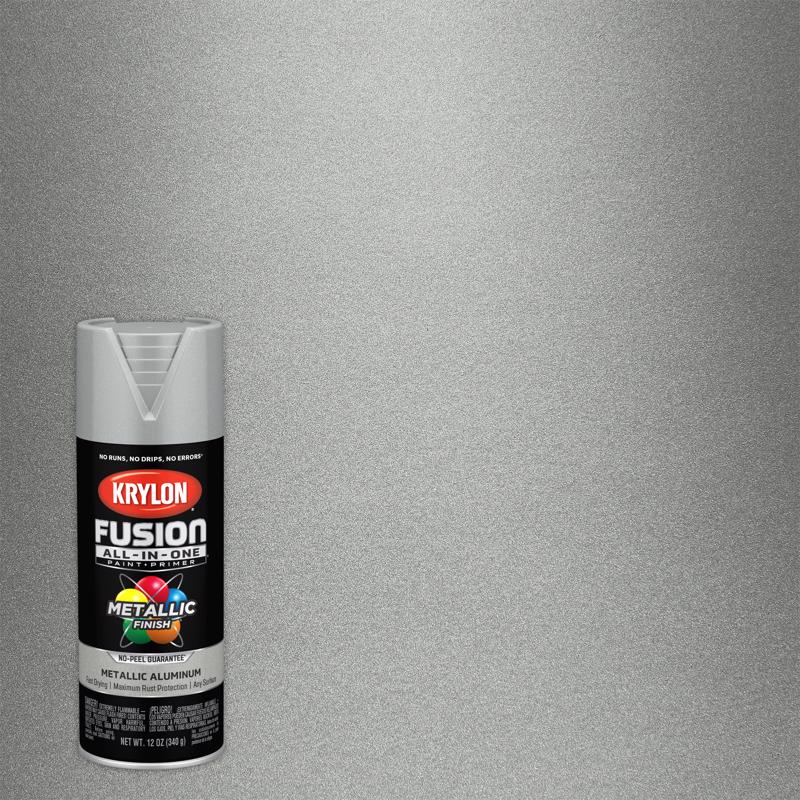 KRYLON - Krylon Fusion All-In-One Metallic Aluminum Paint+Primer Spray Paint 12 oz - Case of 6