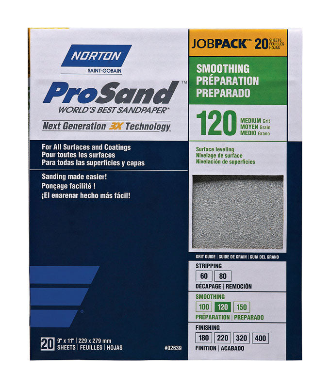 NORTON - Norton ProSand 11 in. L X 9 in. W 120 Grit Aluminum Oxide Sandpaper 20 pk