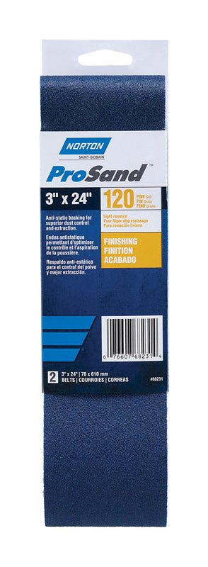 NORTON - Norton ProSand 24 in. L X 3 in. W Zirconia Alumina Cloth Protable Sanding Belt 120 Grit Medium 2 pk