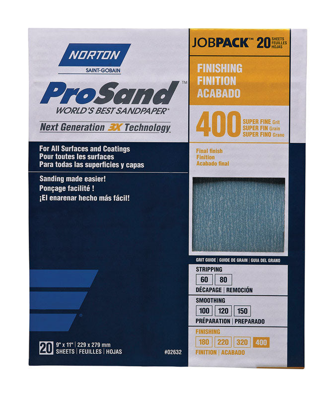 NORTON - Norton ProSand 11 in. L X 9 in. W 400 Grit Aluminum Oxide Sandpaper 20 pk