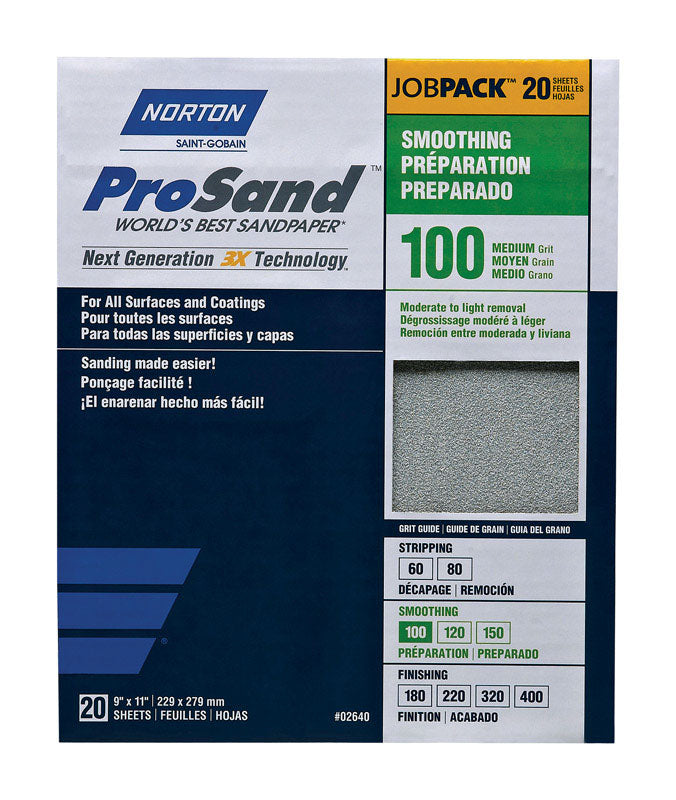 NORTON - Norton ProSand 11 in. L X 9 in. W 100 Grit Aluminum Oxide Sandpaper 20 pk