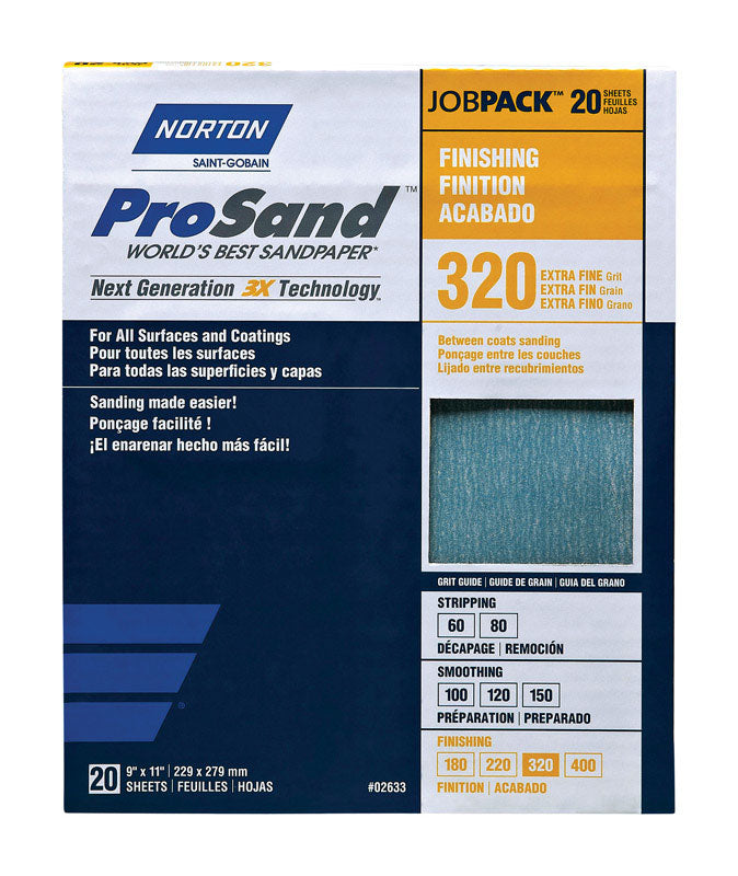 NORTON - Norton ProSand 11 in. L X 9 in. W 320 Grit Aluminum Oxide Sandpaper 20 pk