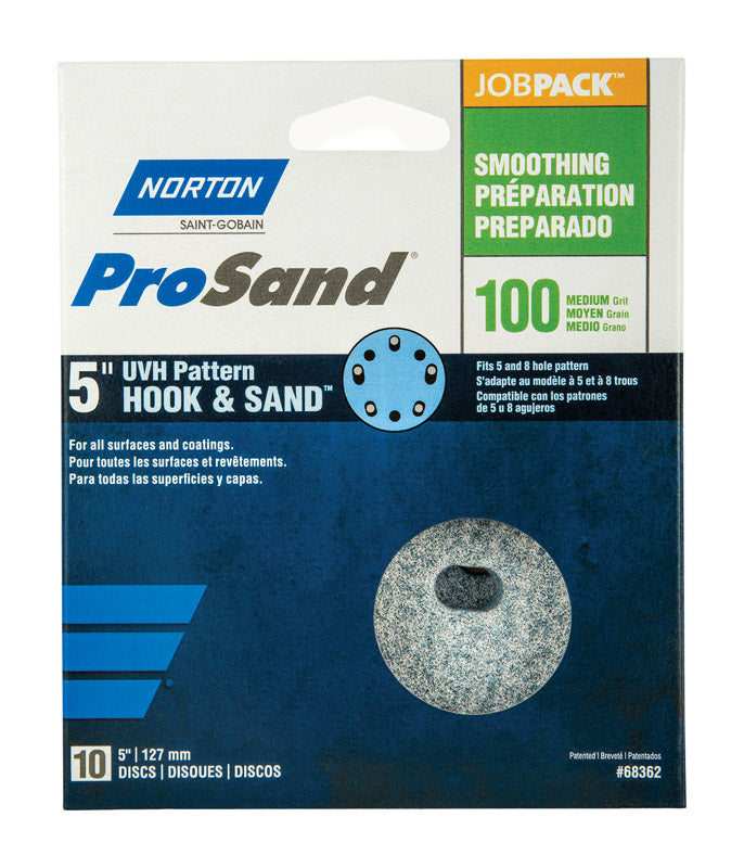 NORTON - Norton ProSand 5 in. Ceramic Alumina Hook and Loop A975 Sanding Disc 100 Grit Medium 10 pk [7660768362]