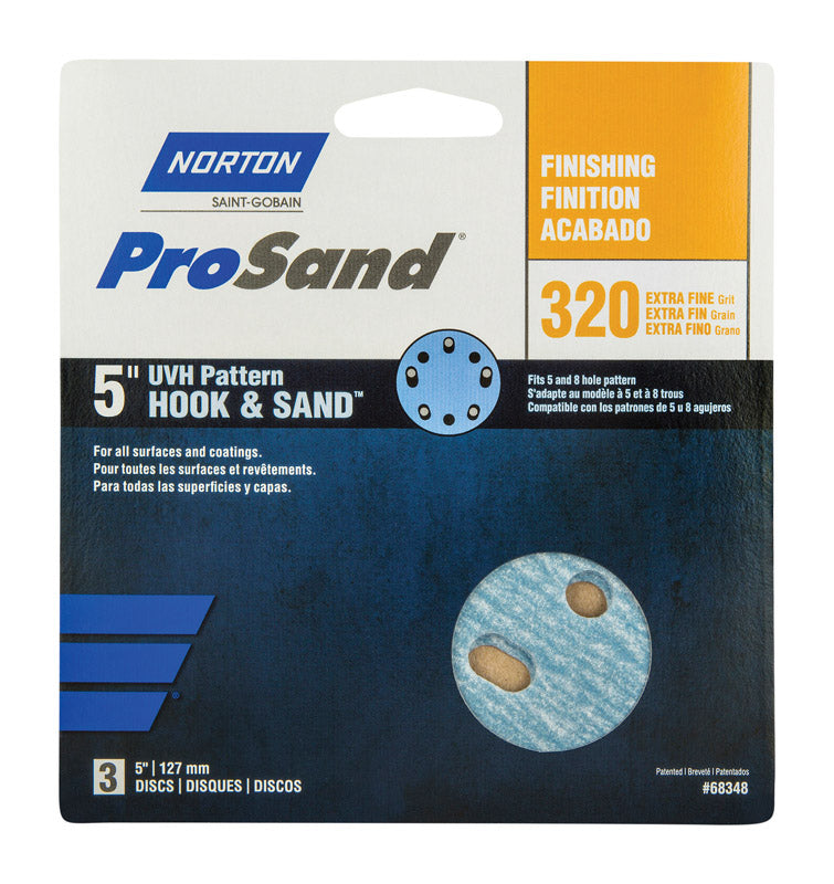 NORTON - Norton ProSand 5 in. Ceramic Alumina Hook and Loop Sanding Disc 320 Grit Extra Fine 3 pk