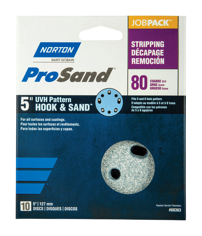 NORTON - Norton ProSand 5 in. Ceramic Alumina Hook and Loop A975 Sanding Disc 80 Grit Coarse 10 pk [7660768363]