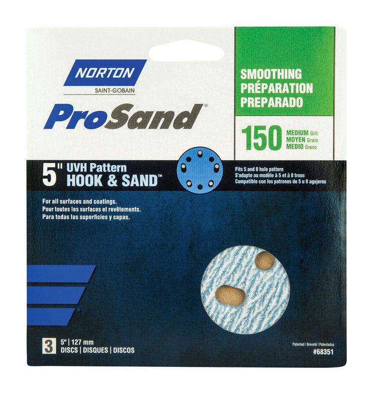 NORTON - Norton ProSand 5 in. Ceramic Alumina Hook and Loop Sanding Disc 150 Grit Fine 3 pk