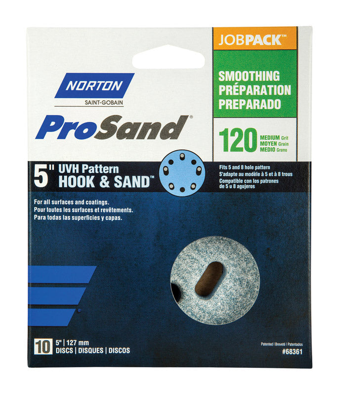 NORTON - Norton ProSand 5 in. Ceramic Alumina Hook and Loop A975 Sanding Disc 120 Grit Medium 10 pk [7660768361]