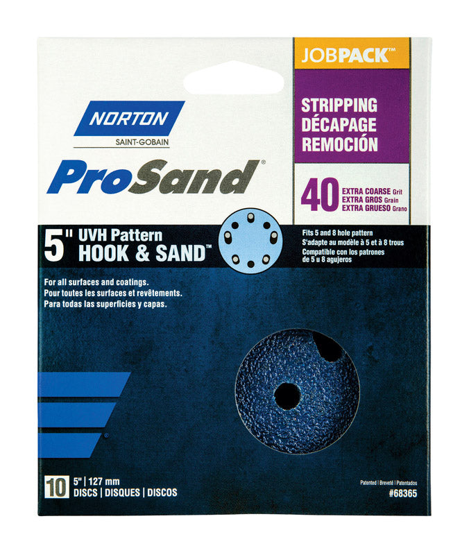 NORTON - Norton ProSand 5 in. Zirconia Alumina Hook and Loop H831 Sanding Disc 40 Grit Extra Coarse 10 pk [7660768365]