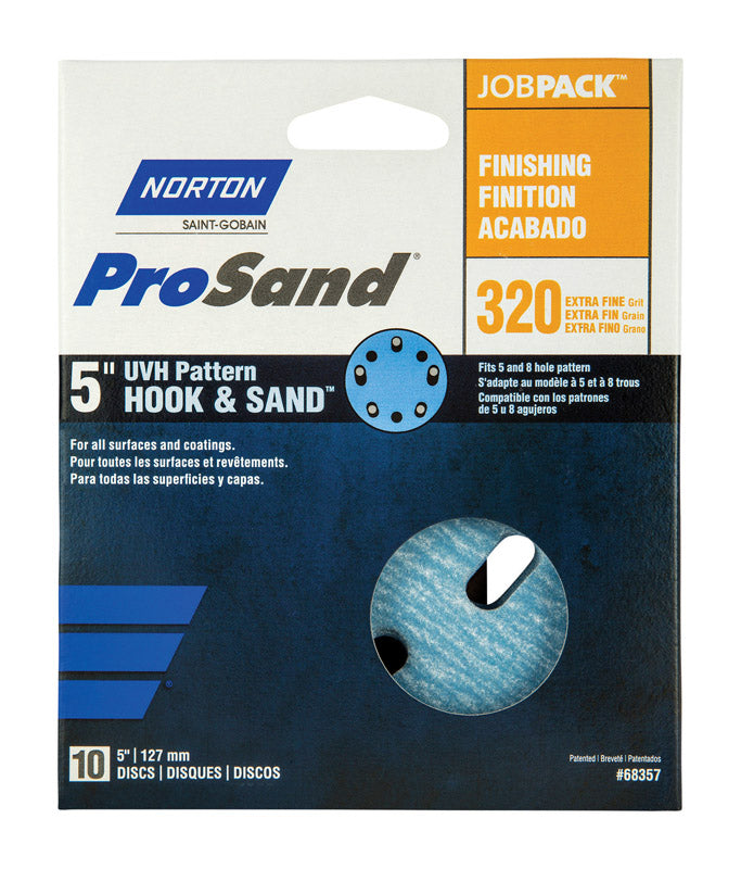 NORTON - Norton ProSand 5 in. Ceramic Alumina Hook and Loop Sanding Disc 320 Grit Extra Fine 10 pk [7660768357]