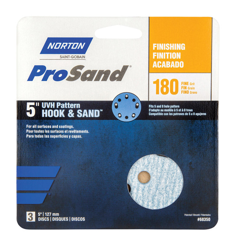 NORTON - Norton ProSand 5 in. Ceramic Alumina Hook and Loop Sanding Disc 180 Grit Fine 3 pk