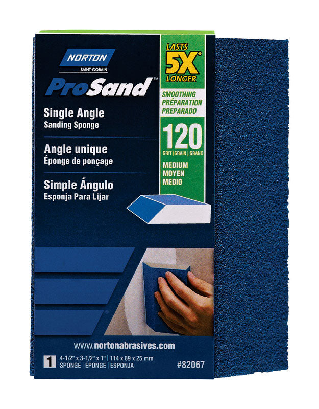 NORTON - Norton ProSand 4.5 in. L X 3.5 in. W X 1 in. 120 Grit Medium Single Angle Sanding Sponge