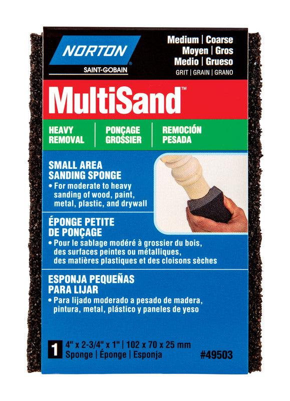 NORTON - Norton MultiSand 4 in. L X 2.75 in. W X 1 in. 60/80 Grit Coarse/Medium Small Area Sanding Sponge