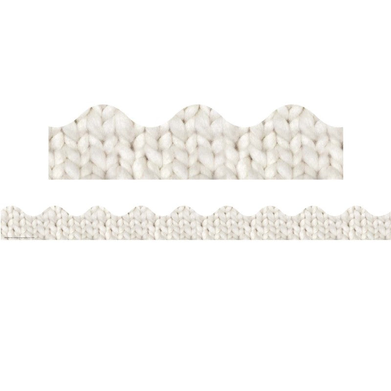 EUREKA - A Close-Knit Class Cozy Cream Knit Deco Trim Extra Wide, 37 Feet