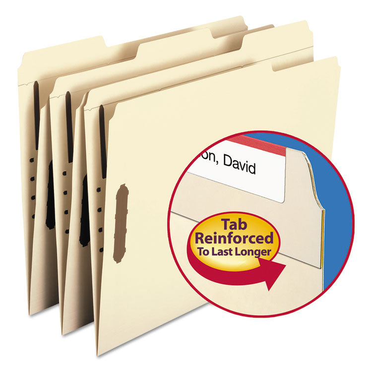 Smead - Top Tab Fastener Folders, 1/3-Cut Tabs: Assorted, 2 Fasteners, Letter Size, 11-pt Manila Exterior, 50/Box