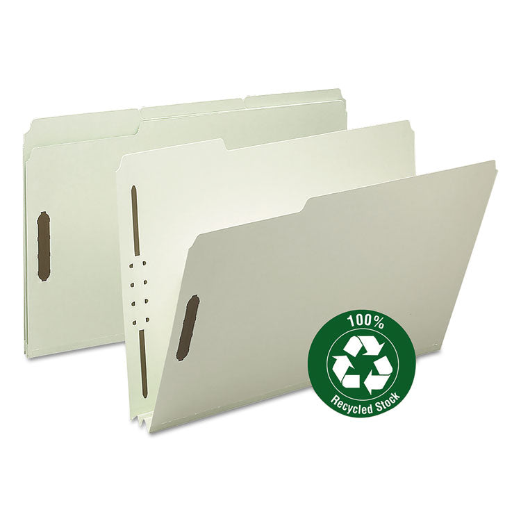 Smead - 100% Recycled Pressboard Fastener Folders, Legal Size, 2" Expansion, Gray-Green, 25/Box