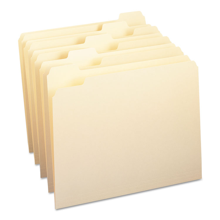 Smead - Manila File Folders, 1/5-Cut Tabs: Assorted, Letter Size, 0.75" Expansion, Manila, 100/Box