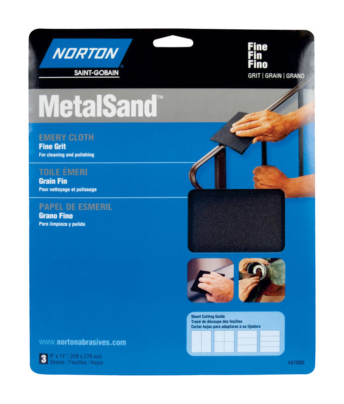 NORTON - Norton MetalSand 11 in. L X 9 in. W 150 Grit Emery Cloth 3 pk