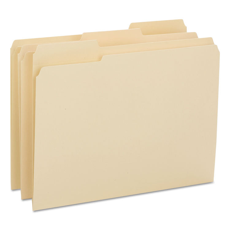 Smead - Reinforced Tab Manila File Folders, 1/3-Cut Tabs: Assorted, Letter Size, 0.75" Expansion, 14-pt Manila, 100/Box