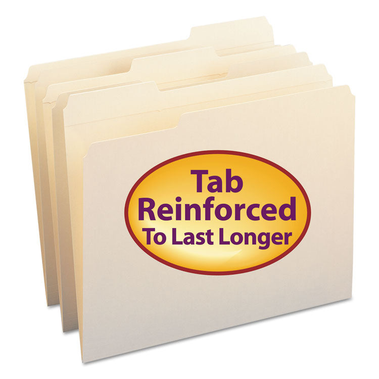 Smead - Reinforced Tab Manila File Folders, 1/3-Cut Tabs: Assorted, Letter Size, 0.75" Expansion, 11-pt Manila, 100/Box