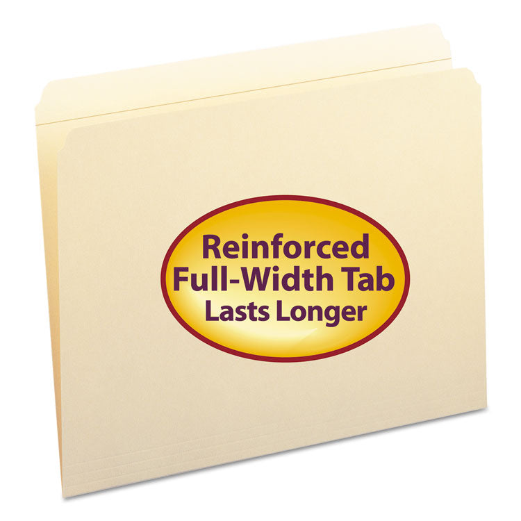 Smead - Reinforced Tab Manila File Folders, Straight Tabs, Letter Size, 0.75" Expansion, 11-pt Manila, 100/Box