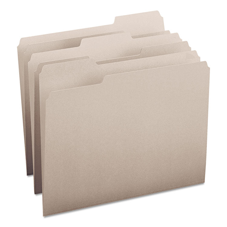 Smead - Colored File Folders, 1/3-Cut Tabs: Assorted, Letter Size, 0.75" Expansion, Gray, 100/Box