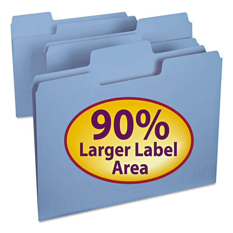 Smead - SuperTab Colored File Folders, 1/3-Cut Tabs: Assorted, Letter Size, 0.75" Expansion, 11-pt Stock, Blue, 100/Box