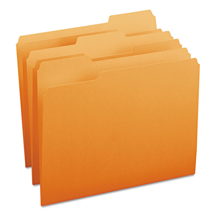 Smead - Colored File Folders, 1/3-Cut Tabs: Assorted, Letter Size, 0.75" Expansion, Orange, 100/Box