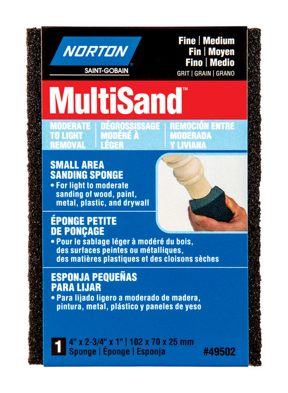 NORTON - Norton MultiSand 4 in. L X 2.75 in. W X 1 in. 80/120 Grit Fine/Medium Small Area Sanding Sponge