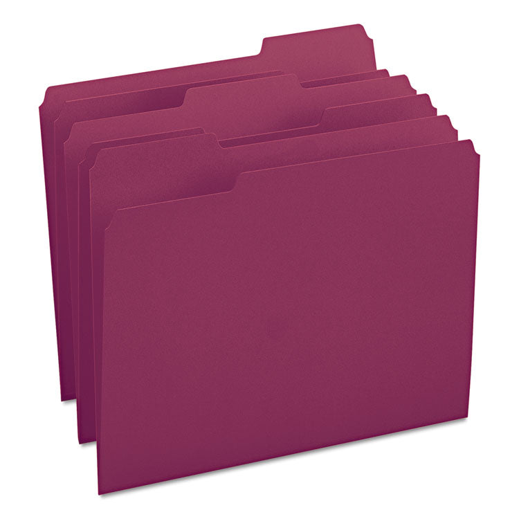 Smead - Colored File Folders, 1/3-Cut Tabs: Assorted, Letter Size, 0.75" Expansion, Maroon, 100/Box