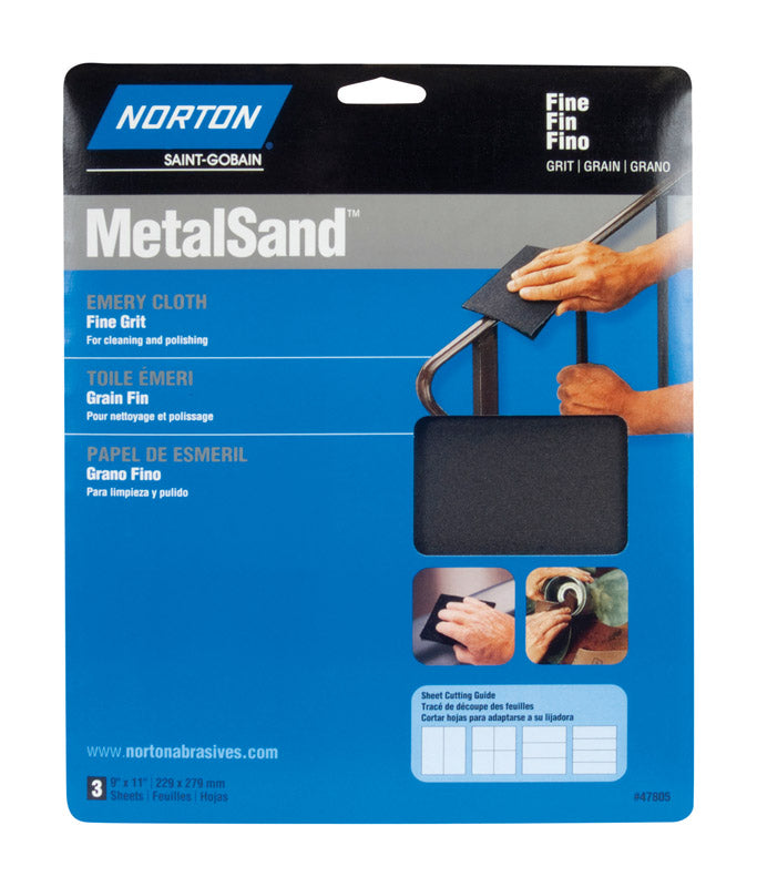 NORTON - Norton MetalSand 11 in. L X 9 in. W 80 Grit Emery Cloth 3 pk