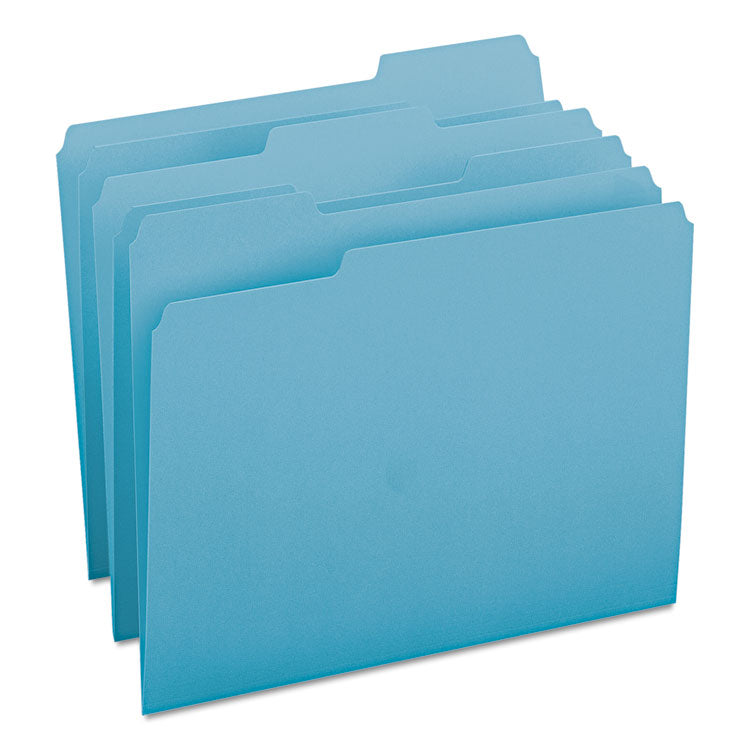 Smead - Colored File Folders, 1/3-Cut Tabs: Assorted, Letter Size, 0.75" Expansion, Teal, 100/Box