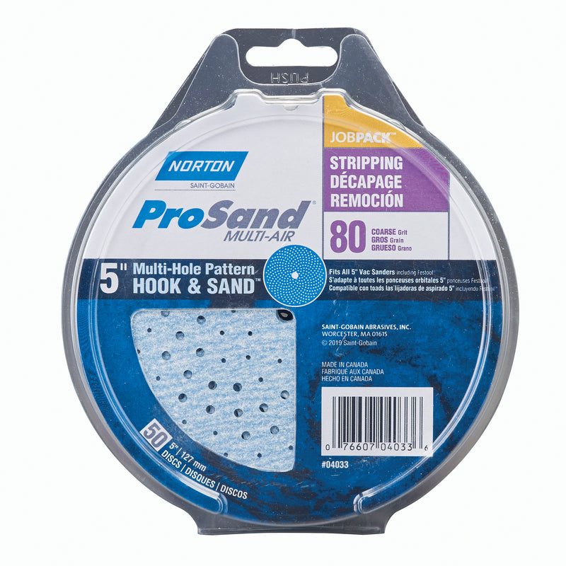 NORTON - Norton ProSand 5 in. Ceramic Alumina Hook and Loop A975 Sanding Disc 80 Grit Coarse 50 pk