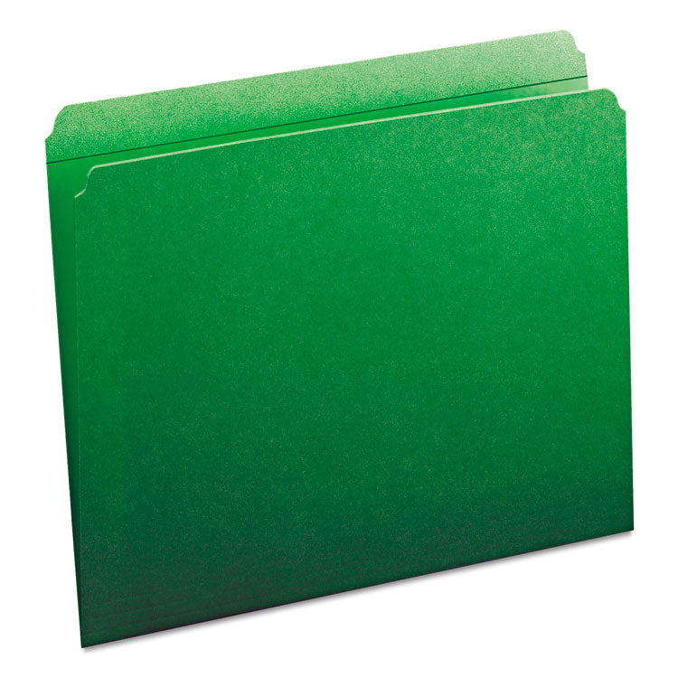 Smead - Reinforced Top Tab Colored File Folders, Straight Tabs, Letter Size, 0.75" Expansion, Green, 100/Box