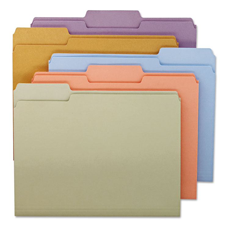 Smead - Colored File Folders, 1/3-Cut Tabs: Assorted, Letter Size, 0.75" Expansion, Assorted Colors, 100/Box