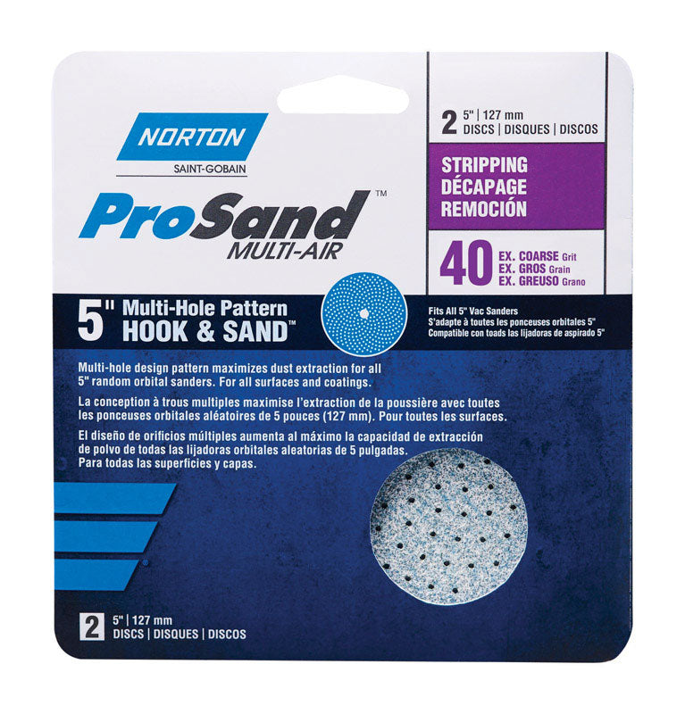 NORTON - Norton ProSand 5 in. Zirconia Alumina Hook and Loop H831 Sanding Disc 40 Grit Extra Coarse 2 pk