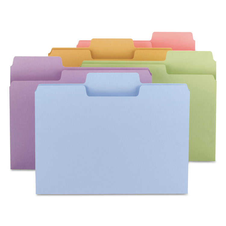 Smead - SuperTab Colored File Folders, 1/3-Cut Tabs: Assorted, Letter Size, 0.75" Expansion, 11-pt Stock, Color Assortment 2, 100/Box