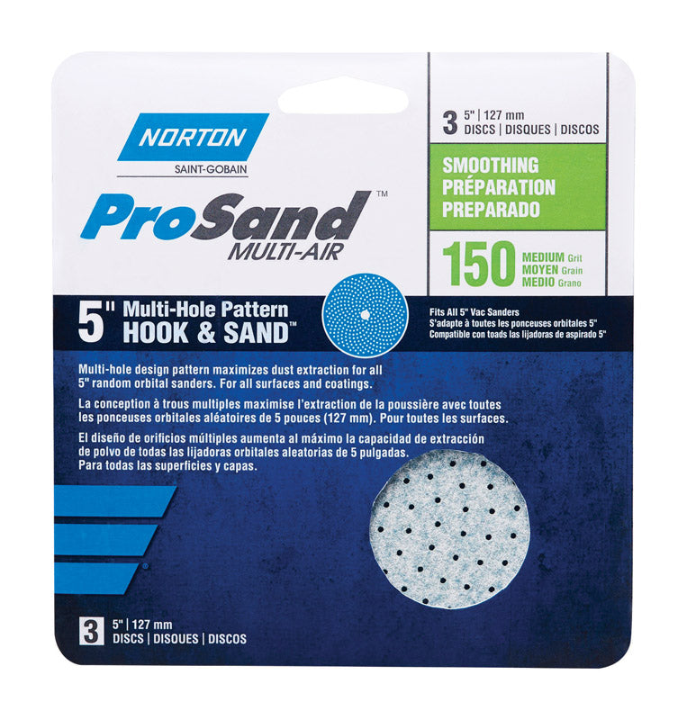 NORTON - Norton ProSand 5 in. Ceramic Alumina Hook and Loop A975 Sanding Disc 150 Grit Fine 3 pk