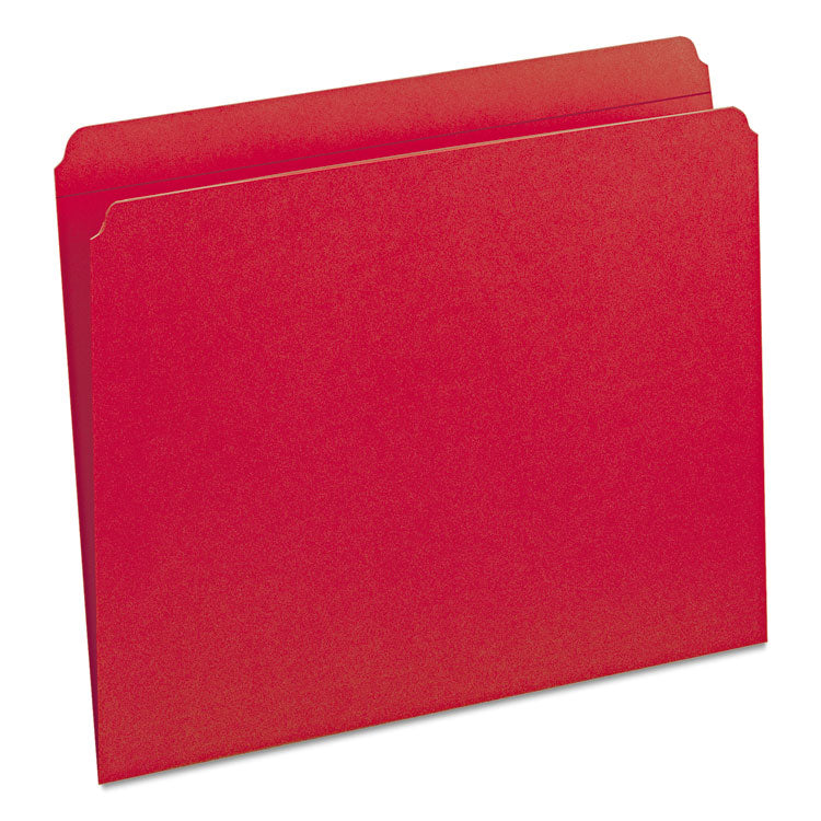 Smead - Reinforced Top Tab Colored File Folders, Straight Tabs, Letter Size, 0.75" Expansion, Red, 100/Box