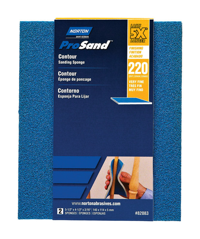 NORTON - Norton ProSand 5.5 in. L X 4.5 in. W X 0.188 in. 220 Grit Very Fine Contour Sanding Sponge