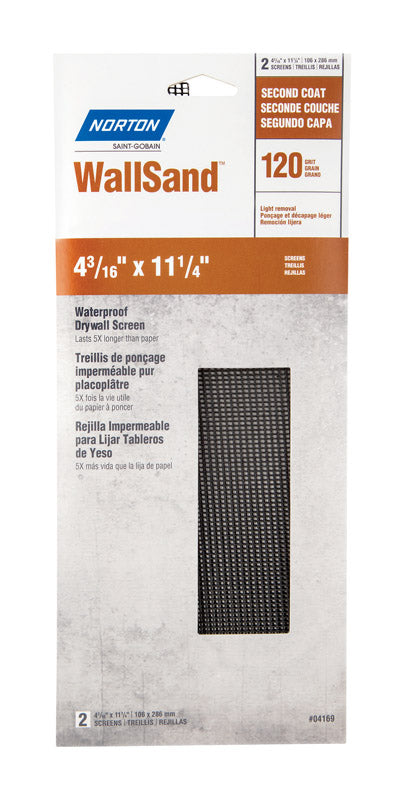 NORTON - Norton WallSand 11-1/4 in. L X 4-3/16 in. W 120 Grit Silicon Carbide Drywall Sanding Screen 2 pk