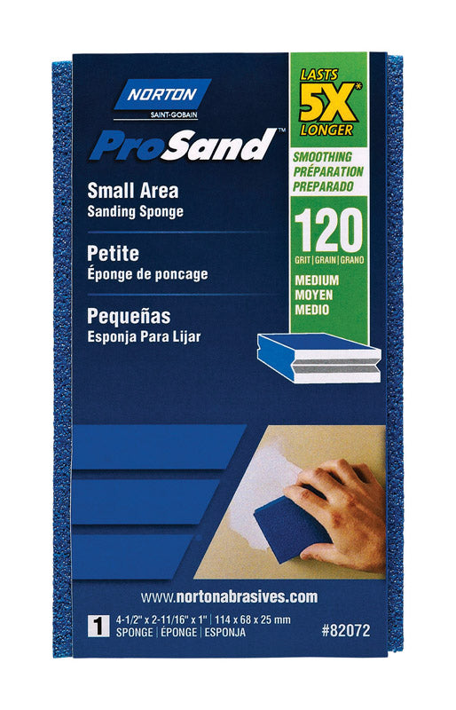 NORTON - Norton ProSand 4.5 in. L X 2.69 in. W X 1 in. 120 Grit Medium Small Area Sanding Sponge [7660782072]