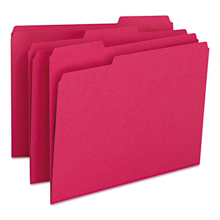 Smead - Colored File Folders, 1/3-Cut Tabs: Assorted, Letter Size, 0.75" Expansion, Red, 100/Box